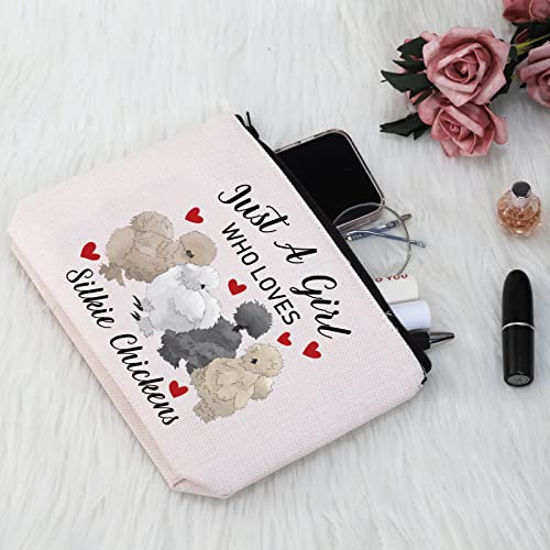 G2TUP Silkie Chicken Lover Gift Who Loves Silkie Chickens Makeup Bag Silkie Chicken Owner Cosmetic Bag Crazy Chicken Lady Zipper Travel Bag (Who Loves Silkie Chickens White Bag)4