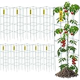 VEVOR Tomato Cages, 11.8' x 11.8' x 46.1', 10 Packs Square Plant Support Cages, Green PVC-Coated Steel Tomato Towers for Climbing Vegetables, Plants, Flowers, Fruits
