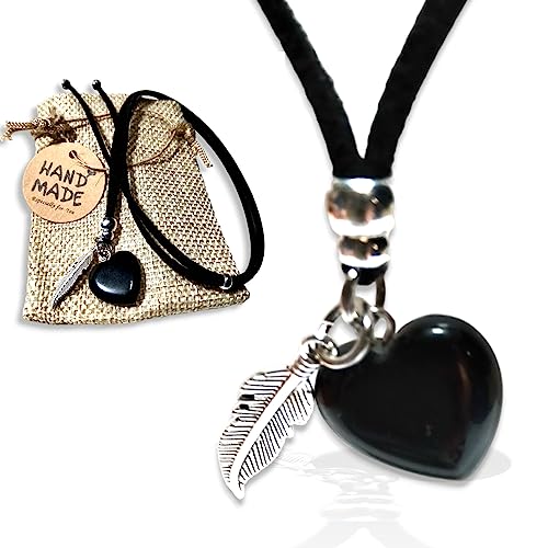 WORLD GOBLINS Collar Obsidiana Negra Piedra Natural Mujer Hecho