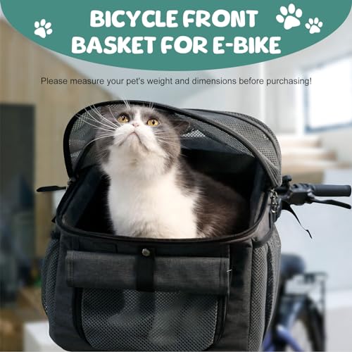 Hundekorb Fahrrad Vorne 5kg, Fahrradkörbe für Hunde und Katzen, Faltbarer Hundefahrradkorb, Hunderucksack und Fahrradtasche für Haustiere Camping (Grau)