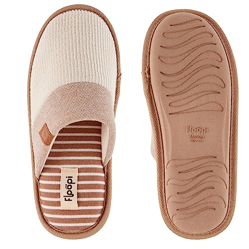 Floopi House Slippers for Women, Soft Ribbed Knit Closed Back Women Slipper, Multiple Layered Comfy Memory Insole Foam with Indoor & Outdoor Anti Skid Sole (S, Taupe-389)4