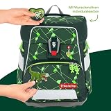 Step by Step Tornister szkolny Space Shine, 5-częściowy, ergonomiczny tornister z odblaskami, regulacja wysokości z paskiem biodrowym dla chłopców i dziewczynek od 1. klasy, 20 l, Dino Night Tyro, 28