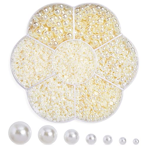 Medias Perlas para manualidades - 16.000 cuentas de perlas con espalda plana...