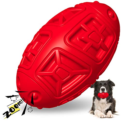 Jemesx Dog Squeaky Toy for Large Breed, Durable Dog Chew Toys Almost Indestructible for Extreme Dog, Tough Squeaking Dog Toys Rubber Ball Outdoor Dog Toys for Medium and Large Dog Best Dog Gift (Red)