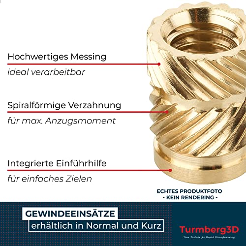 Turmberg3D - Gewindeeinsatz M3 (100 Stück) / M3x5,7 Messing Gewindebuchsen/Einschmelzmutter für Kunststoffteile für 3D-Drucker Teile (M3x5,7)