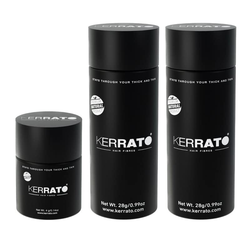 Kerrato Hair Fibres for Thinning Hair (MEDIUM BROWN) Natural - 28g + 28g + 4g - Conceals Hair Loss in 10 seconds - Natural Hair Thickener & Fibers-image-9