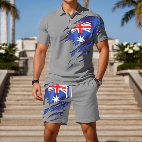 Conjunto casual de camisa de manga corta y pantalones cortos holgados para hombre 3