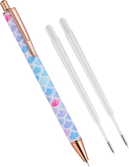 Air Release Weeding Tool Pin Pen for Vinyl, Glitter Fine Point Weeding Tool, 1 Pc Retractable Vinyl Weeding Pen with 2 Pcs Refills for Vinyl Air Release or Car Puncturing Installation