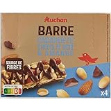AUCHAN Barres céréalières à la cacahuète, chocolat noir et amande 4 x 30 g