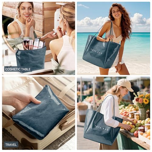 Image of KALIDI PVC Tote Women Weekender Bag Large Shopper Handbag Oversize Shoulder Travel Purse
