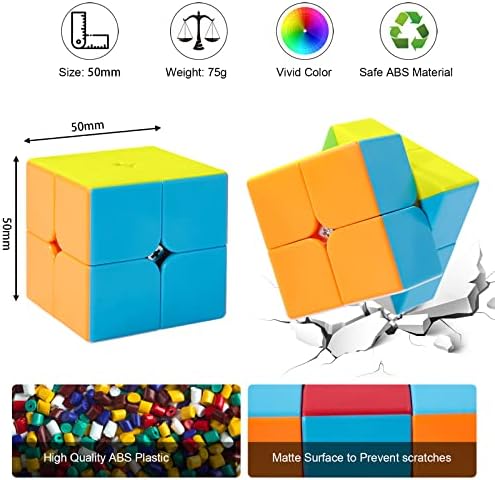 ROXENDA Speed Cube QY Profession 2X2 Fast Cube - Fast Smooth Turning - Solid Durable & Stickerless Frosted, Best 3D Puzzle Magic Toy - Turns Quicker Than Original