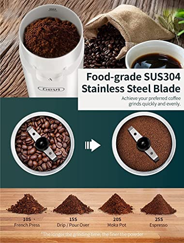 Electric Coffee Grinder Stainless Steel Blade Grinder For Coffee Espresso Latte Mochas, Noiseless Operation.gecgi140-U-1 White #TOP2