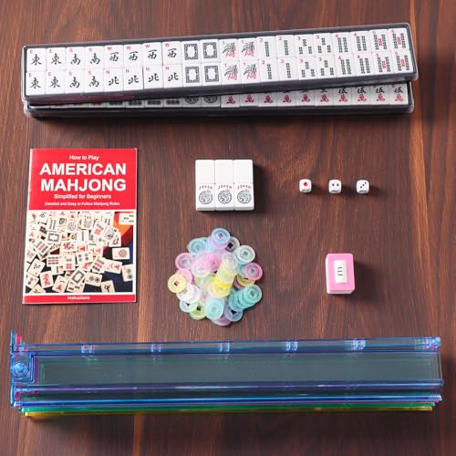 Zgme American Mahjong Set,166 Premium White Tiles With Printed Rectangular Bag And Accessories,4 All-In-One Mahjong Racks With Pushers,Complete Western Mah Jongg,Mah-Jongg,Ma Jong Set thumb #2