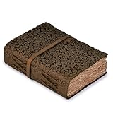 LEATHER VILLAGE レザーエンボス加工ジャーナル 女性と男性用 - 200ページ、(A6) ブラウン - Book of Shadows、ヴィンテージ ブランク トラベル ダイアリー、書き込み、描画、スケッチブック用ノートブック、6"X4"、ブラウン