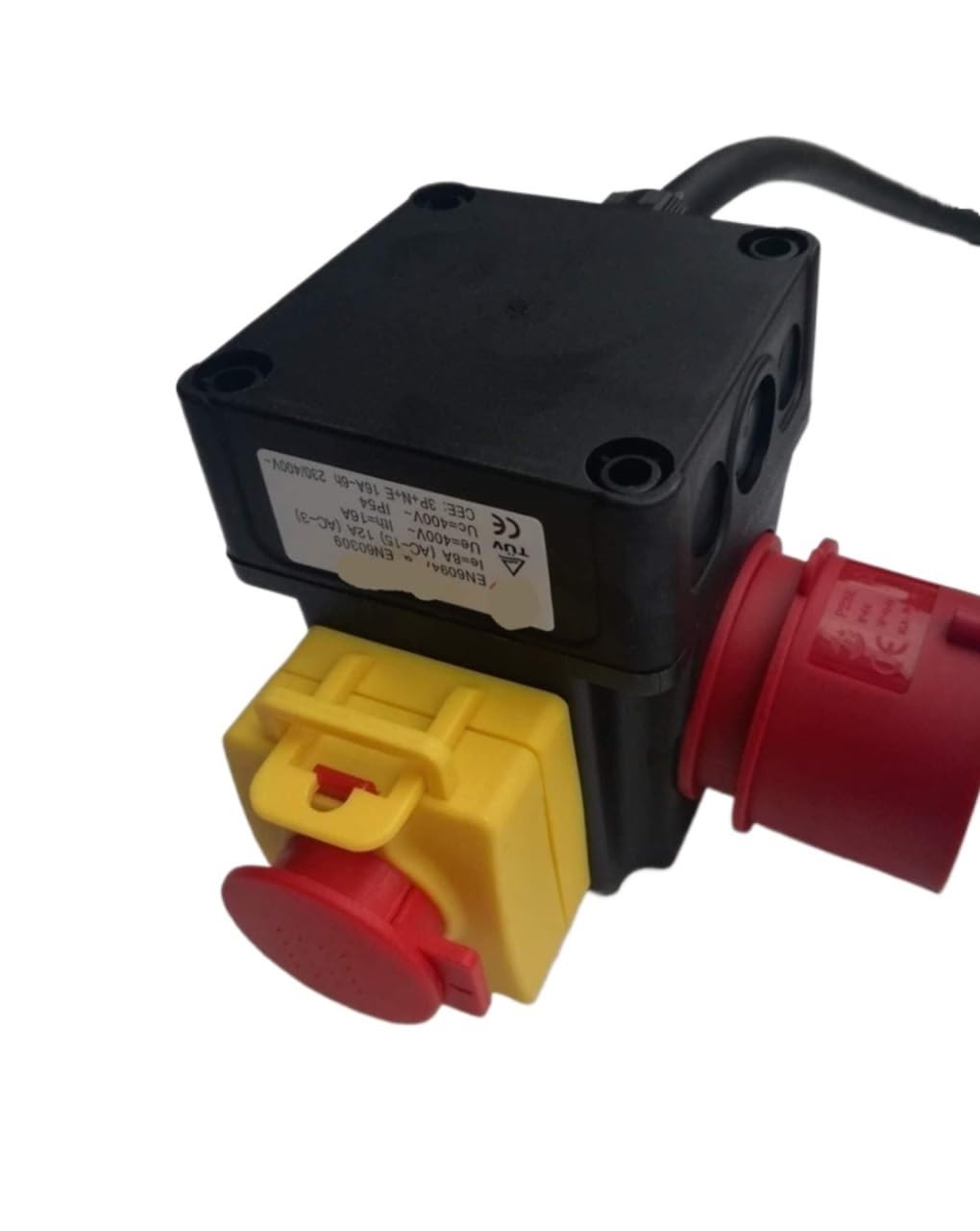 For interrupteur électromagnétique multifonctionnel 2 en 1 KOA1L, interrupteur à bouton-poussoir d'arrêt d'urgence magnétique 230/400 V 12 A (8 A) prise industrielle 5P avec couvercle étanche