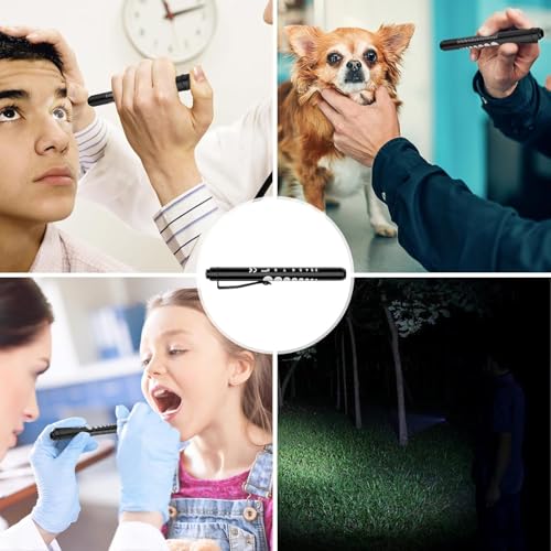 Diagnostikleuchte Pupillenleuchte, RISEMART 2 Stück Wiederverwendbare LED Stiftlampe mit Taschenclip alsr Krankenschwestern Ärzte Schüler Stiftlicht(Dunkelblau und schwarz)