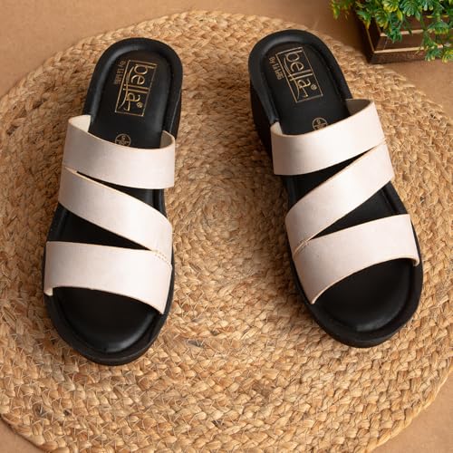 Image of BELLA Women Fashion Wedge Slip On Brown Sandal | Durable | Stylish | Comfortable | Slip Resistant | Lightweight and Breathable