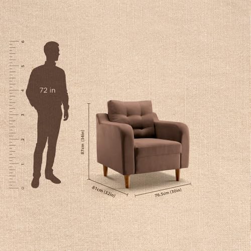 Image of Duroflex Ease Plus - 1 Seater Sofa Set for Living Room | 3 Year Warranty | Premium Wooden Frame Sofa | Anti-Pilling Fabric, Fade & Termite Resistant | Comfortable & Durable Couch - Cocoa Brown