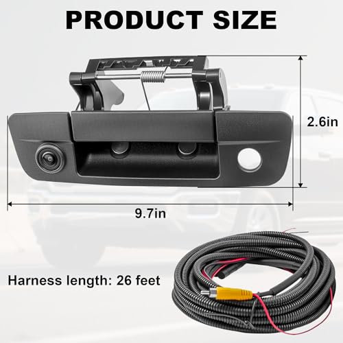 Image of PartsFlow Tailgate Handle Backup Camera Rear View Compatible with 2009-2017 Dodge Ram 1500 2500 3500 Back Up Camera RCA Connector with Key Hole