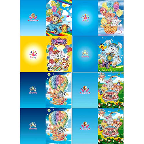 Zwbfu 8pcs 5D DIY Diamond Painting Cartões de Natal Halloween Natal Cartões de aniversário com envel