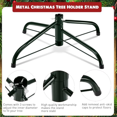 Roowest Folding Christmas Tree Stand Artificial Xmas Tree Base Holder Replacement Metal Tree Stand Base for Christmas Tree(16 Inch,Green)