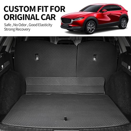 Image of Trunk Liner & Backrest Mat Compatible with 2019-2024 2025 Cadillac XT4- Custom Fit PU Leather Cargo Liner and Backrest Protector- All Weather Waterproof Anti-Slip Easy to Clean Cargo Mats
