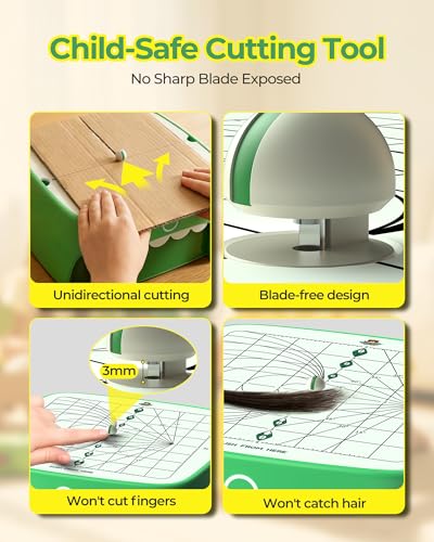 Image of Upgraded Kids Cardboard Cutter, Safe Bladeless STEM Building Machine with Dual-Speed Motor for DIY Cardboard Projects,Screen-Free Creative Learning & Hands-On Educational Play for Kids Ages 3+ (Green)