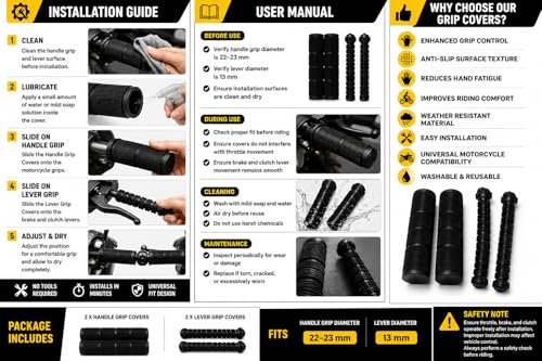 Image of Universal Black Rubber Handle Grip Cover(23 mm) and Lever Grip Cover(13 mm) Combo for Bike and Scooty (Set of 2) for All Bikes and Scooty