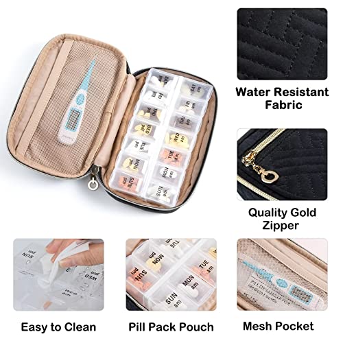 Image of BAGSFY Pill Organizer Case 2 Times a Day- Weekly Medicine Organizer Travel Pill Box with Removable 7 Day Medicine Case Container for Fish Oil, Vitamin, Supplement