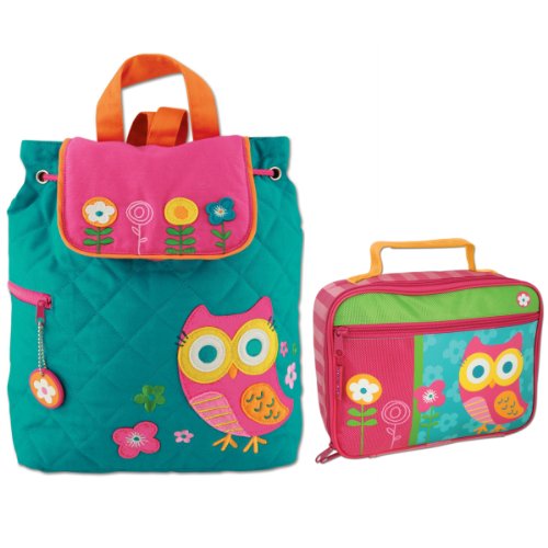 Stephen Joseph Girls Quilted Owl Backpack and Lunch Box