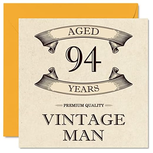 Tarjetas de cumpleaños vintage de 94 años para hombres, de 94 años, divertida tarjeta de cumpleaños para abuelo, papá, marido, tío, tarjetas de felicitación de 145x145 mm, tarjeta de cumpleaños de 94