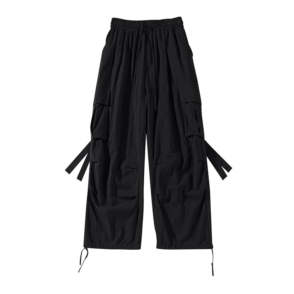 Mens Casual Drawstring Cinch Bottom Cargo Pants Lace Up