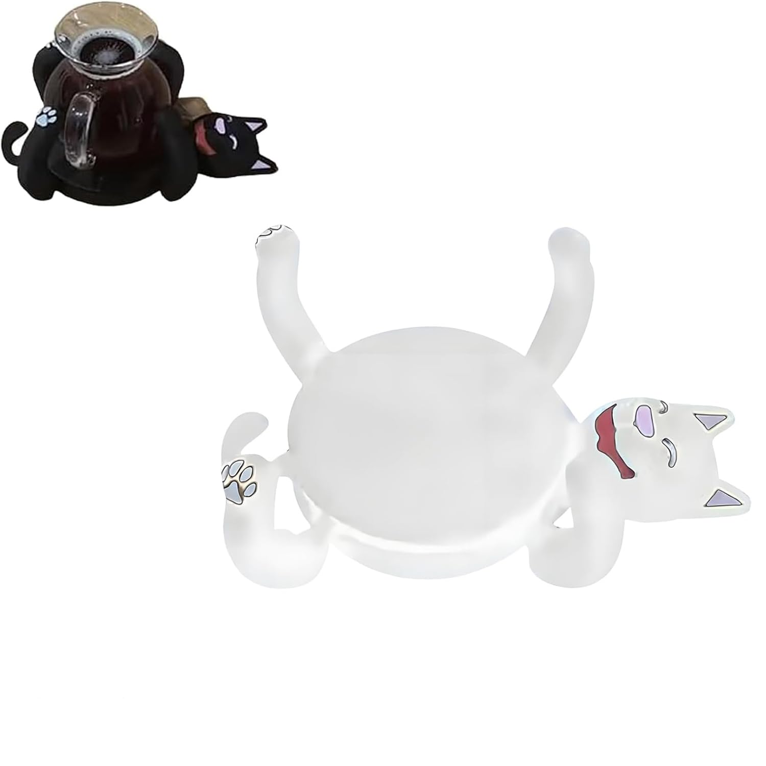 Kouamor White 3D Print Cat Coasters, Funny Cats Cup Holder For Drinks, Cute Cats Coaster With Heat Resistant Base, Creative Coasters Cat Mug Holder, Coffee & Tea Decor For Pet Lovers Owners Gifts (White)