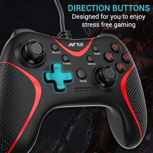 Image of Ant Plus Leo 200 Wired Gamepad with Integrated Force Feedback, ABXY Keys, Ergonomically Design, 1.8m USB Cable for PC