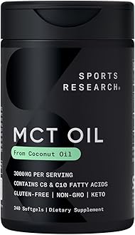 Sports Research Keto MCT Oil Pills from Coconut Oil | Keto Fuel for The Brain & Body - Non-GMO Verified, Soy & Gluten Free Liquid Softgels (240 Count)