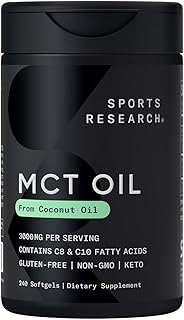 Sports Research Keto MCT Oil Capsules- Keto Fuel for The Brain & Body | Derived from Non-GMO Coconuts (240 Softgels)