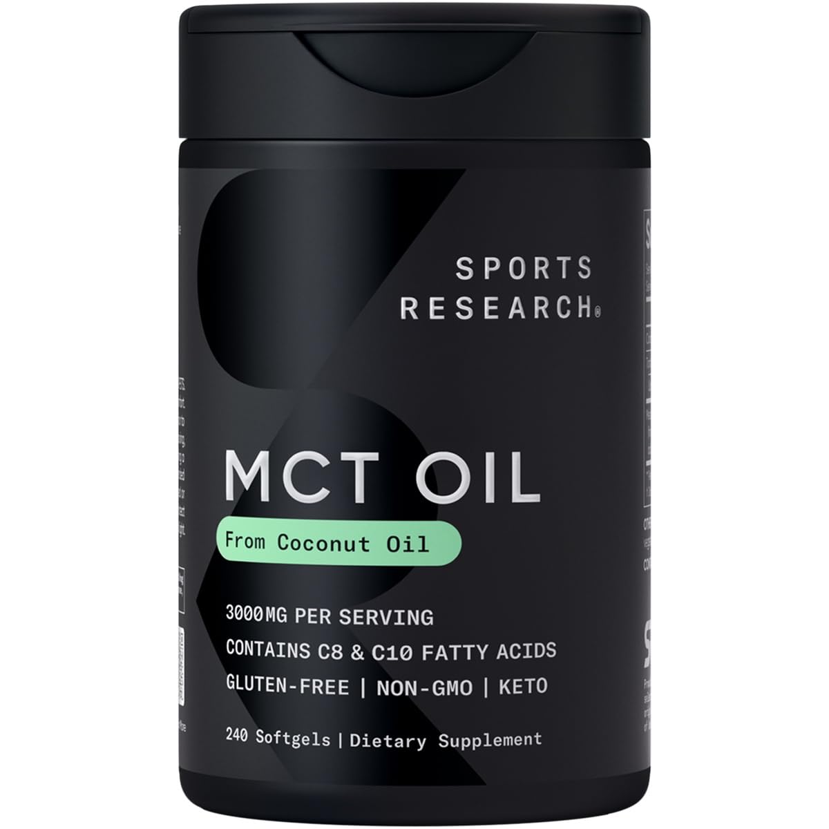Sports Research Keto MCT Oil Pills from Coconut Oil | Keto Fuel for The Brain & Body - Non-GMO Verified, Soy & Gluten Free Liquid Softgels (240 Count)