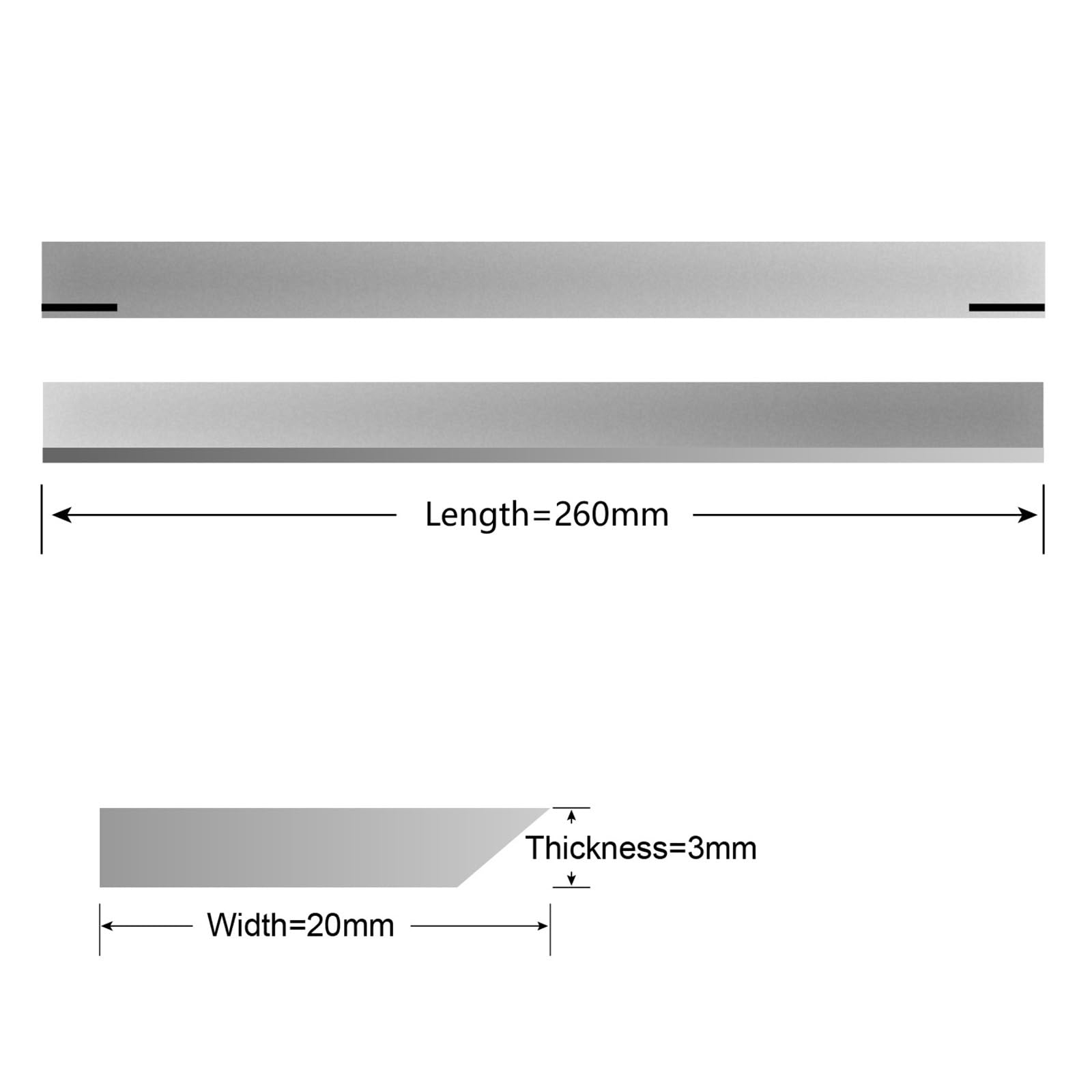 3 Pezzi HSS 260 × 20 × 3 Mm Lame For Pialla Coltelli For Giunti Lama Di Ricambio Strumento For Pialla Di Superficie A Spessore