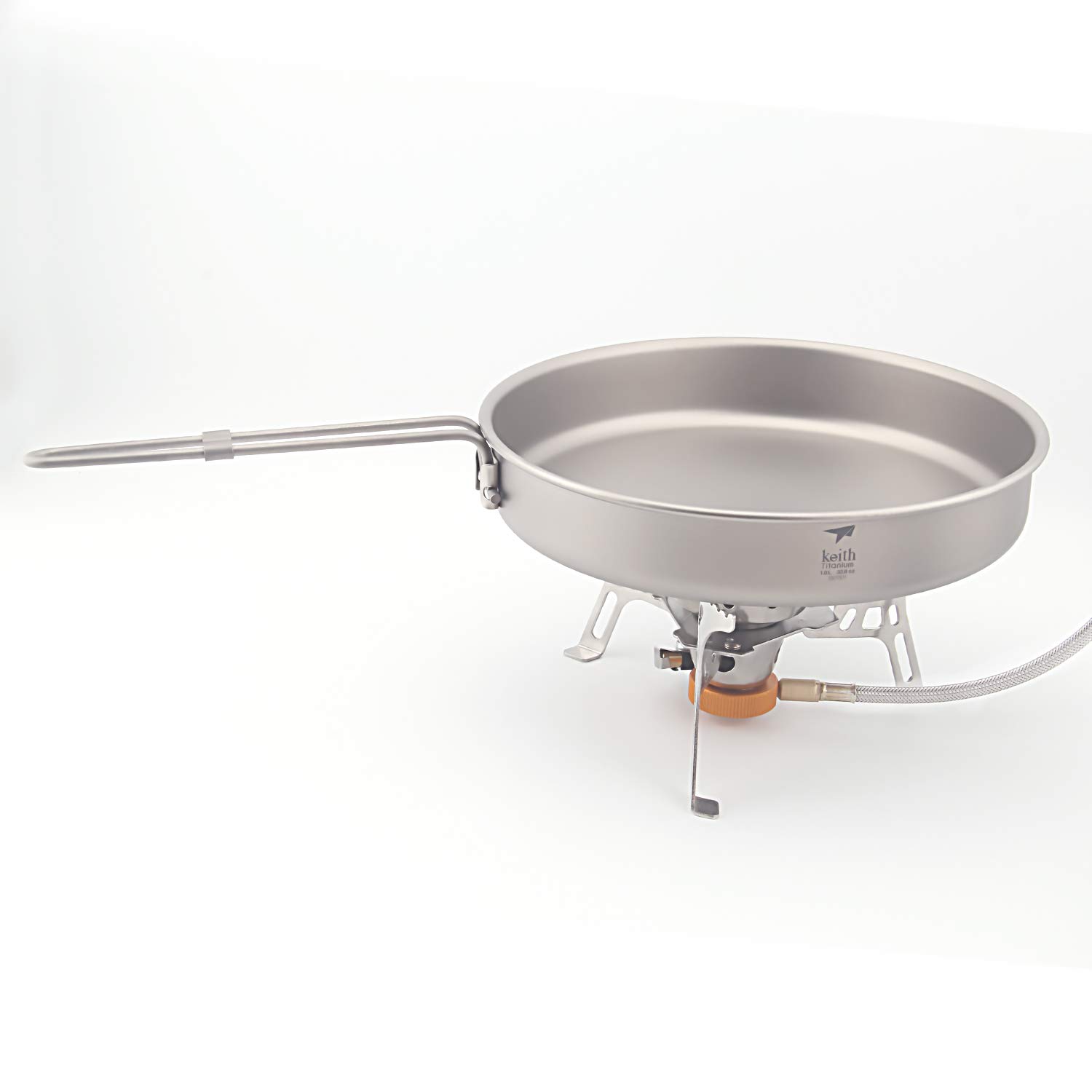 Keith Ti6034 Titanium Frying Pan Outdoor Camping Cooking Picnic Backpacking Cookware with Foldable Handle