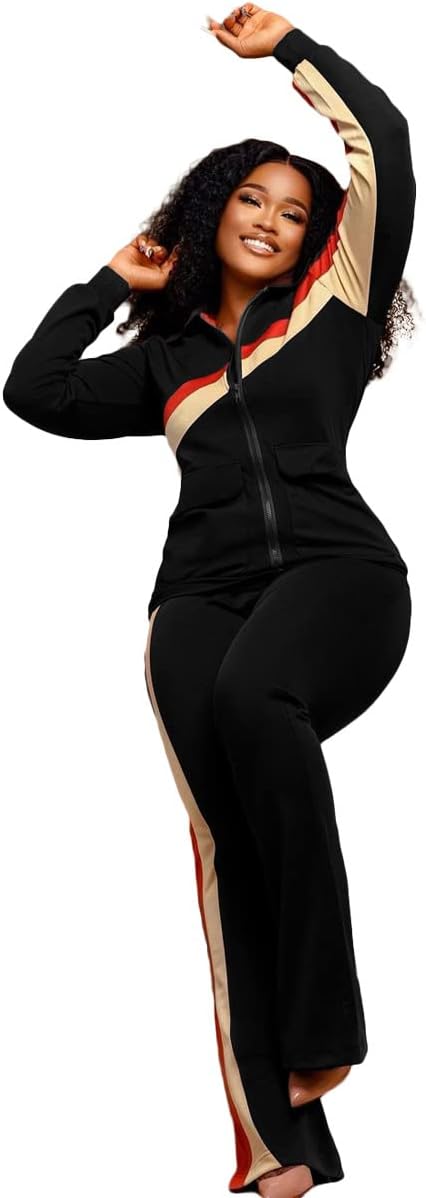 CCIGO Women's 2 Piece Outfits Sweatsuits Zip-up Hoodie Casual leopard Print Patchwork Jogger Tracksuit Set with Pockets