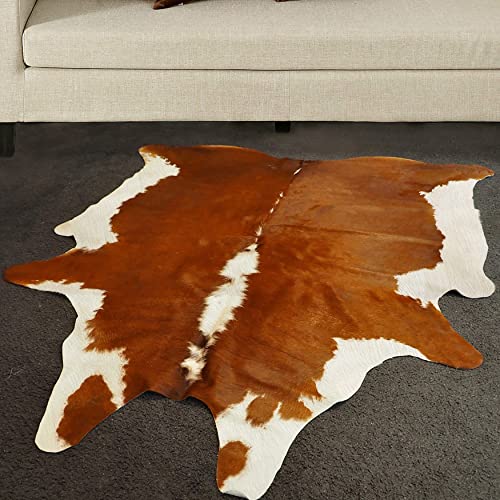 A-Star Brown And White Cowhide Area Rug Premium Quality Natural Cow Skin Leather Rug For Living Room Décor 5Ft X 4Ft (60Inch X 48Inch, 152.4Cm X 121.92Cm) Medium #TOP5