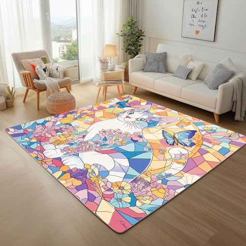 Carpet Doux Moelleux Chat Mignon Grand Tapis de Salle à Manger
