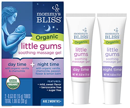 Mommy's Bliss – Gel de massagem orgânico para gengivas pequenas – Combo para dia e noite – 500 ml (2 tubos)