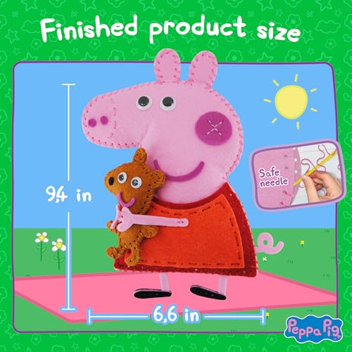 Image of LUPPA My First Sewing Kit for Kids - Peppa Pig Beginner Kids Easy DIY Projects Peppa Pig & Peppa's Bear, Complete Arts & Crafts Set with Instructions & Felt - Girls, Boys Learning to Sew & Embroider