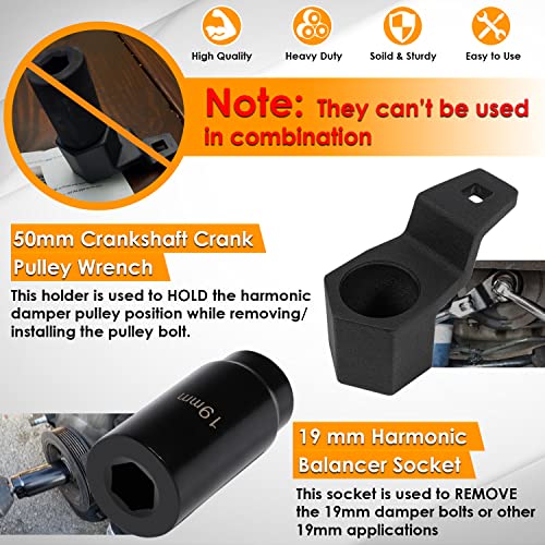Yoursme 19Mm Harmonic Balancer Socket 77080 & 50Mm Crankshaft Crank Pulley Wrench Holder For Honda And Acura Engines #TOP1