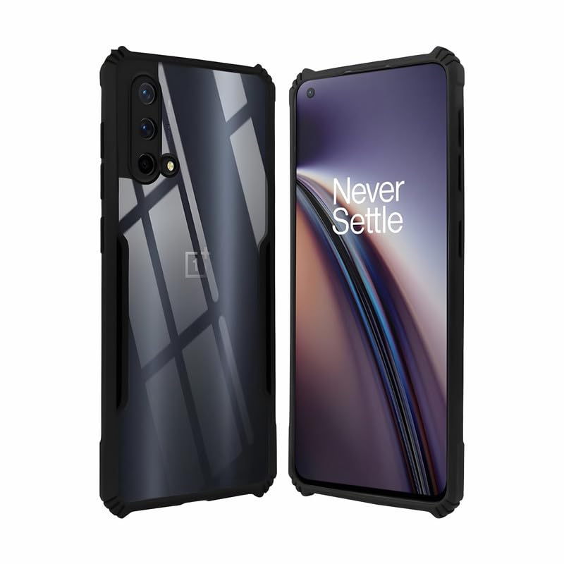 Image of AIBEX Compatible for OnePlus Nord CE 5 5G Mobile Back Case Cover, Crystal-Clear Shockproof Bumper with Camera Guard | 360 Hybrid Protection (TPU+PC) | Anti-Yellow, Slim Transparent - Black