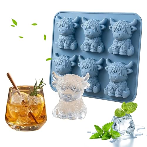 Molde para cubitos de hielo silicona vaca 3D KPOAPERA miniatura 1