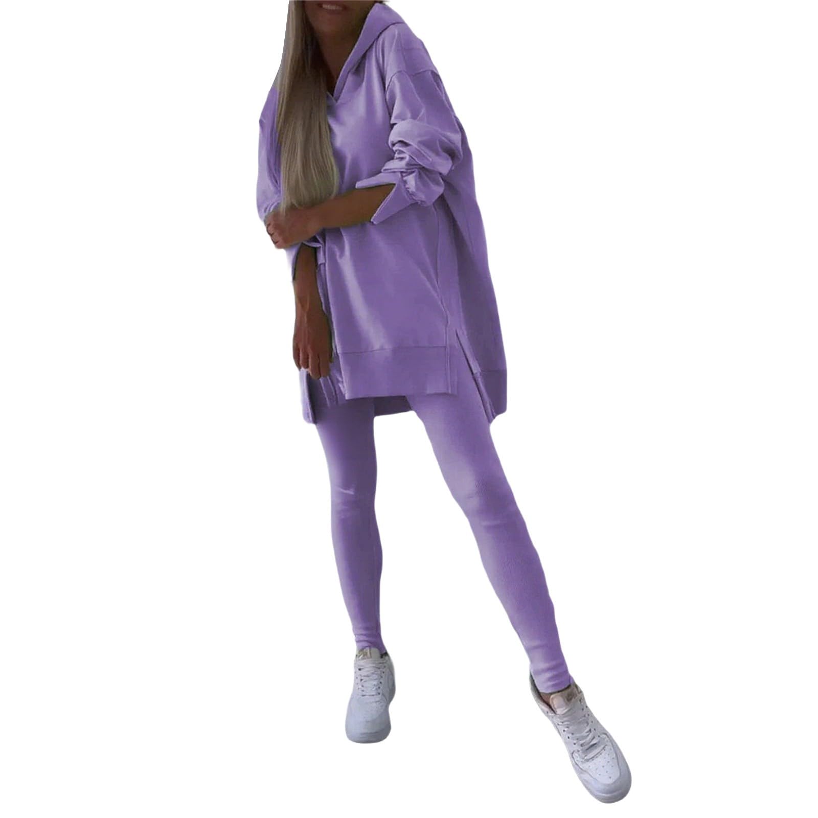 Générique Tuta da donna, con cappuccio, con cerniera, traspirante, casual, per corsa, palestra, fitness, pantaloni aderenti, vestibilità aderente