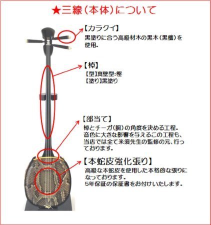 Amazon | 三線 盛島開鐘 本蛇皮強化張り 真壁型 黒塗り 初心者用25点