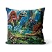 poduszka ozdobna dinozaur świat jurajski poduszki nadruk lniana tkanina poduszka krzesło poduszki zapinane na zamek grafika 50 x 50 cm